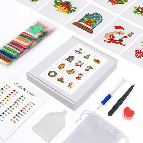 Christmas Collection 3 - Mini Diamond Painting Kit-Celebrate the holiday season uniquely with our Christmas Collection 3 Mini Diamond Painting Kit. Create 12 distinct festive scenes to light up your home!-Canvas by Numbers