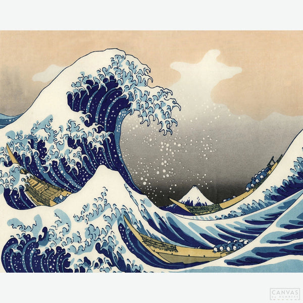 The Great Wave - Diamond Painting-Experience the power of Hokusai's "The Great Wave" with our diamond painting kit. Immerse yourself in this timeless artwork's strong perspective effect.-Canvas by Numbers