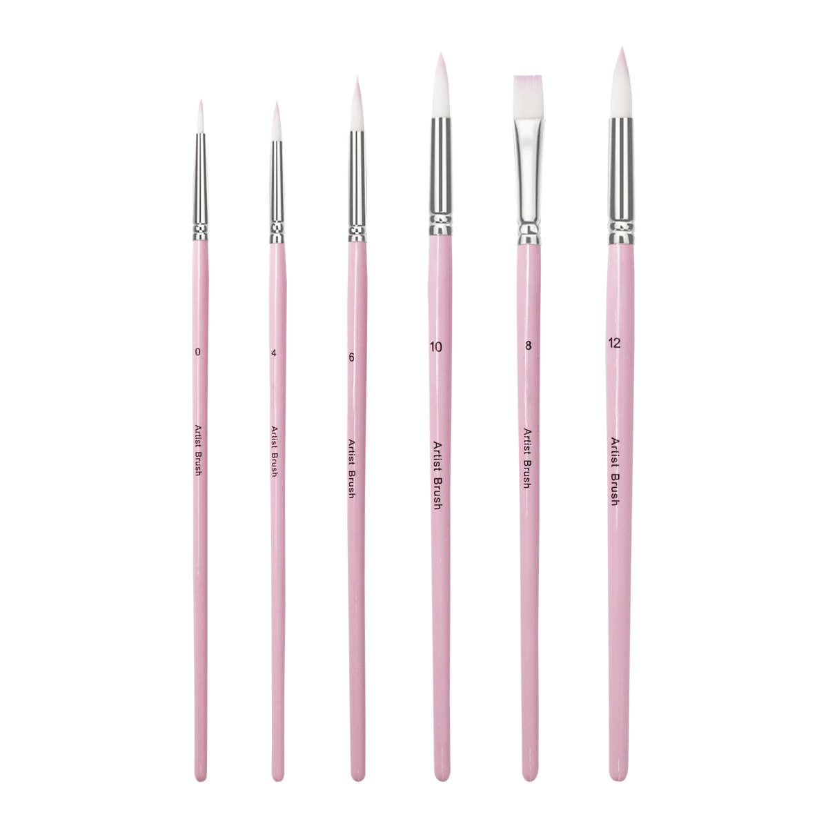 Essential 6-Piece Multisize Paint Brush Set-Explore our 6-piece multisize paint brush set, ideal for acrylics. Includes 5 round and 1 flat brush, crafted with durable nylon bristles and wooden handles.-Canvas by Numbers