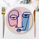 Line Art Portrait Collection - Paint by Numbers Placemats-Explore colorful abstract portraits with our Line Art Portrait Paint by Numbers Placemats. Continuous line designs for an artistic table decor touch.-Canvas by Numbers