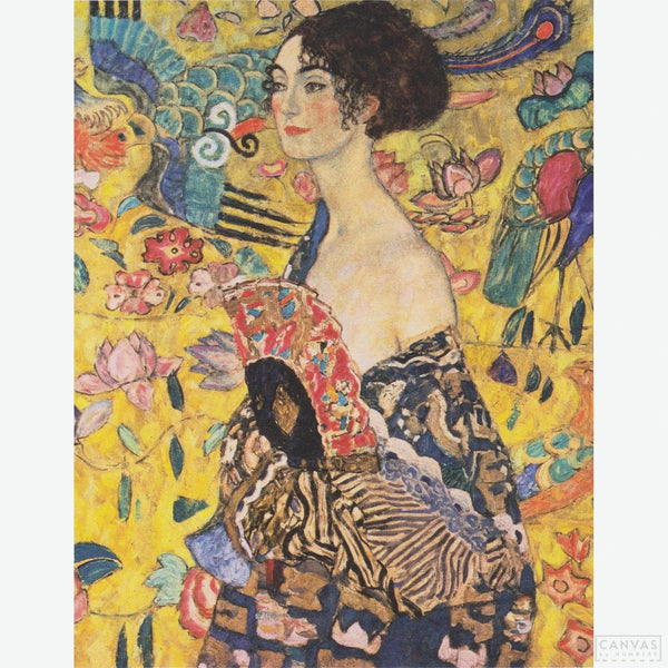 Lady with Fan - Diamond Painting-Craft your own version of Klimt's "Lady with Fan" with our diamond painting kit. Immerse in its intricate details and own a piece of art history.-Canvas by Numbers