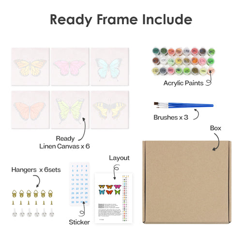 Beautiful Butterflies mini paint by numbers kit with acrylic paints and brushes included