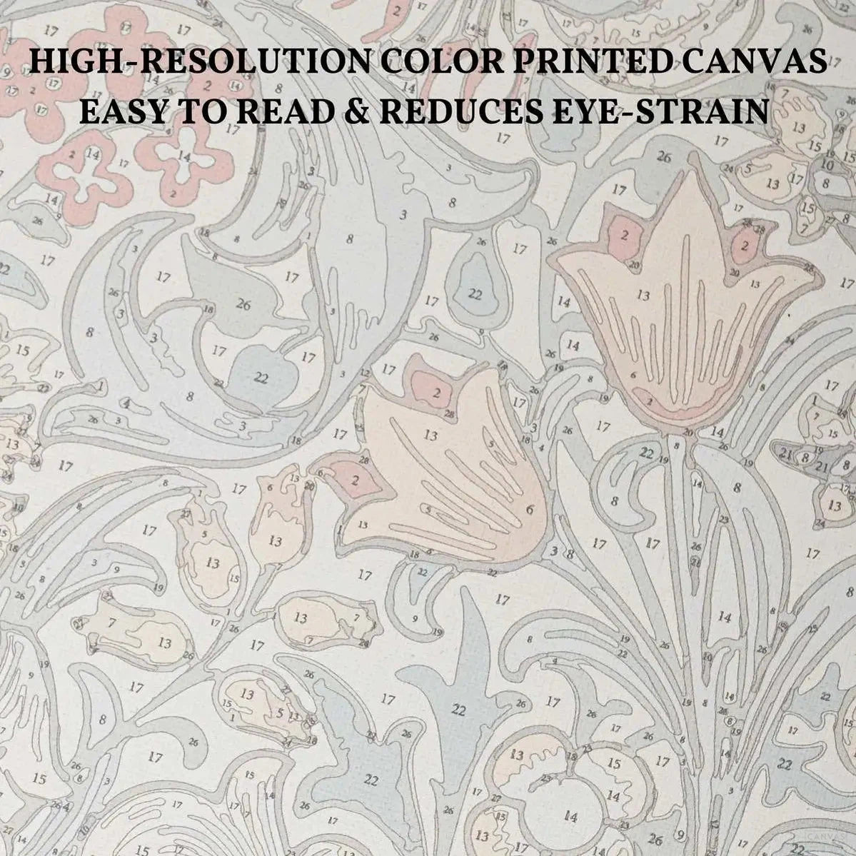 Acanthus - Paint by Numbers-Acanthus is a paint by numbers by William Morris that compels detailed plant figures and calming color shades. Get yours today at CBN!-Canvas by Numbers
