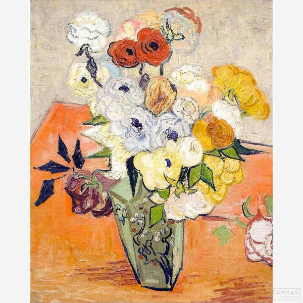 Roses and Anemones - Diamond Painting-Craft a piece of Van Gogh's history with Roses and Anemones. Our diamond painting kit transports you to a world of floral elegance and timeless artistry.-Canvas by Numbers