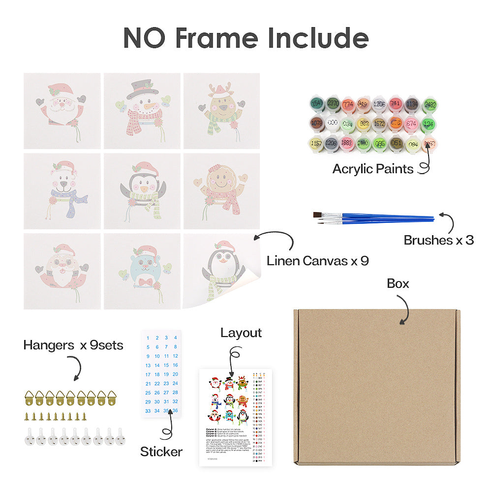 Merry Friends – Mini Paint by Numbers Set