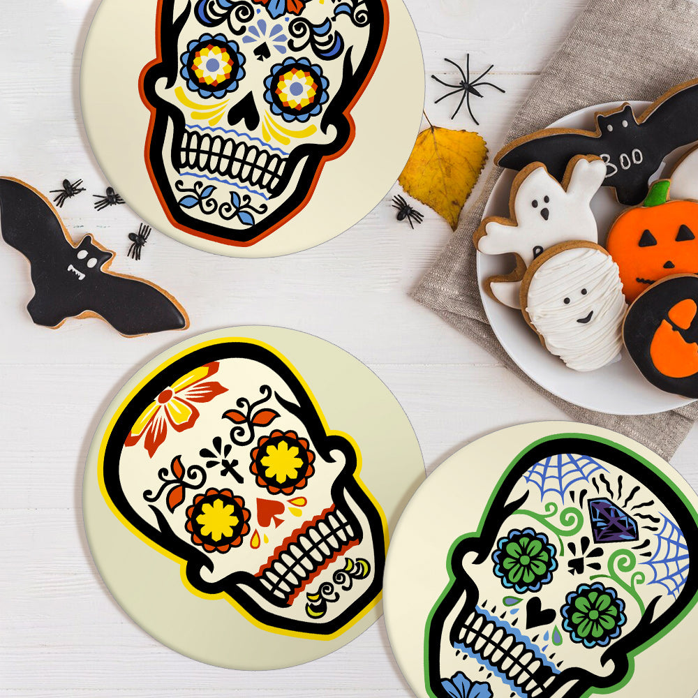 Day of the Dead Collection - Paint by Numbers Placemats-Celebrate vibrant traditions with our Day of the Dead Paint by Numbers Placemats. Adorned, colorful skulls add festive and artistic flair to your table.-Canvas by Numbers