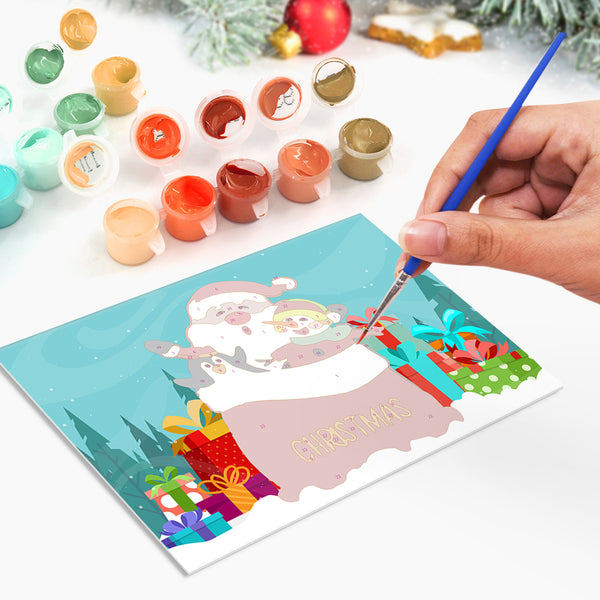 Christmas Card Set 4 - Paint by Numbers-Personalize your holiday greetings with Christmas Card Set 4. Includes 6 paint-by-numbers cards for DIY projects or thoughtful handmade gifts.-Canvas by Numbers