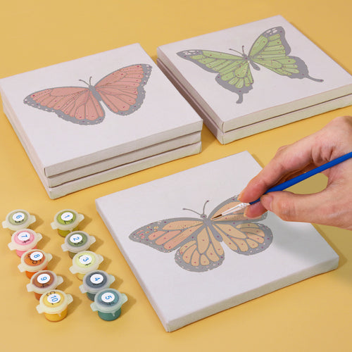 Beautiful Butterflies mini paint by numbers kit with acrylic paints and brushes included