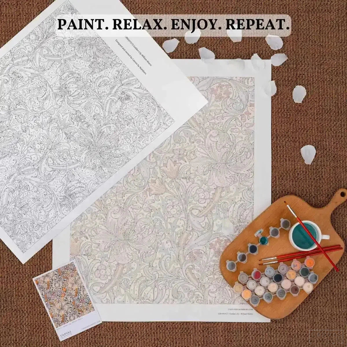 Cozy Patio Paint by Number Kit, Floral Landscape Adult Painting by Numbers  Framed Canvas, Green Courtyard DIY Coloring Set Nature Wall Decor 