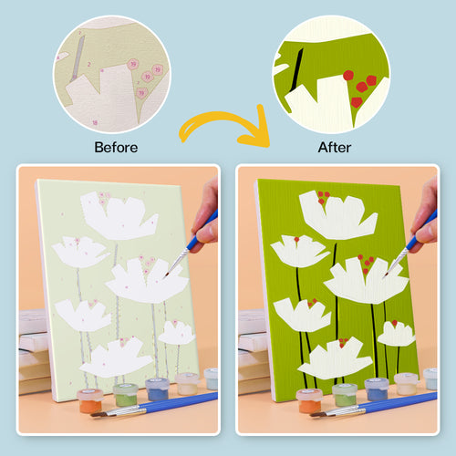 Floral Collection 3 mini paint by numbers kit with acrylic paints and brushes included