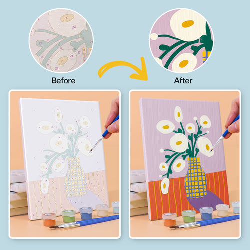 Floral Collection 2 mini paint by numbers kit with acrylic paints and brushes included