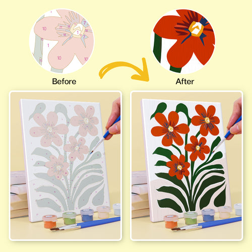Floral Collection 1 mini paint by numbers kit with acrylic paints and brushes included