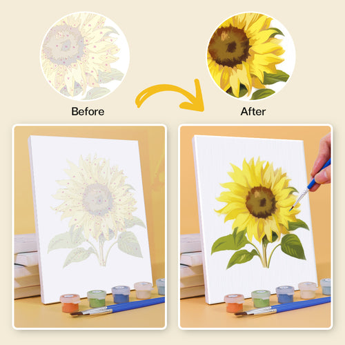 Botanical Blooms mini paint by numbers kit with acrylic paints and brushes included