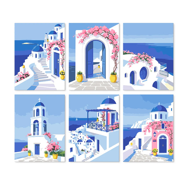 Santorini Blue Collection mini paint by numbers set cover