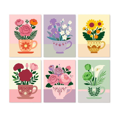 Teacup Florals mini paint by numbers set cover