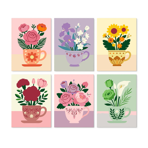 Teacup Florals mini paint by numbers set cover