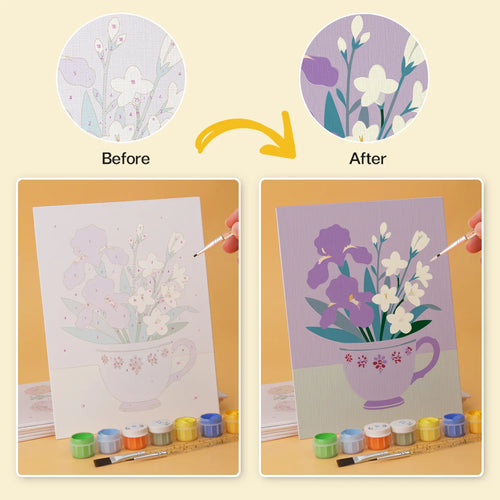Teacup Florals mini paint by numbers kit design photo