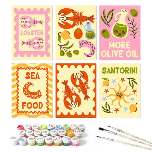 Mediterranean Feast Collection mini paint by numbers kit design photo