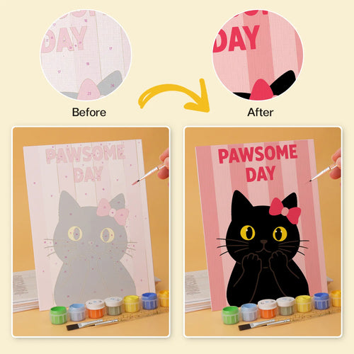 Purrfect Puns Collection mini paint by numbers kit design photo