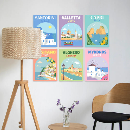Mediterranean Escapes Collection mini paint by numbers kit design photo