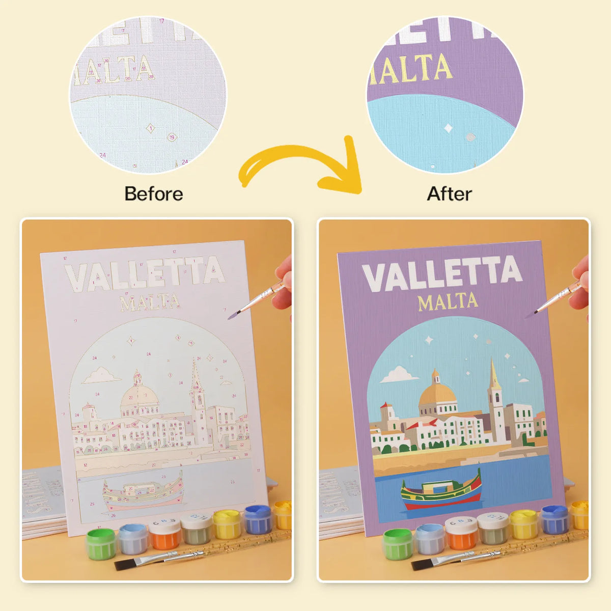 Mediterranean Escapes Collection mini paint by numbers kit design photo