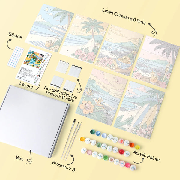 Tropical Paradise Collection mini paint by numbers kit design photo