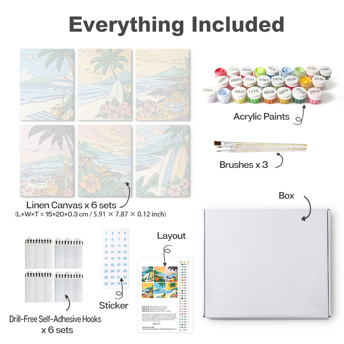 Tropical Paradise Collection mini paint by numbers kit design photo
