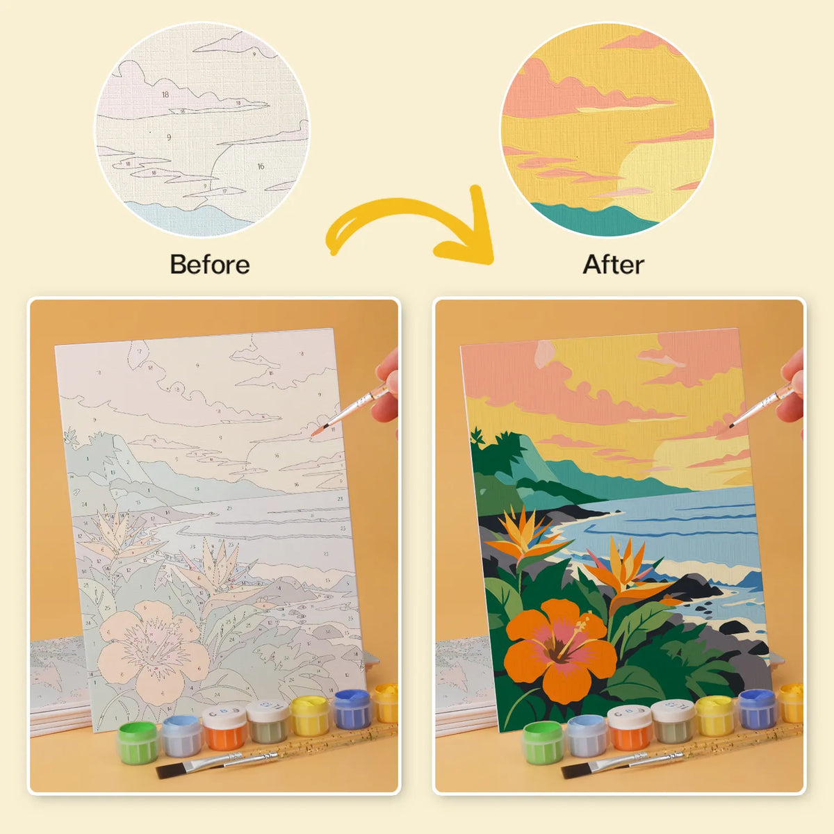 Tropical Paradise Collection mini paint by numbers kit design photo