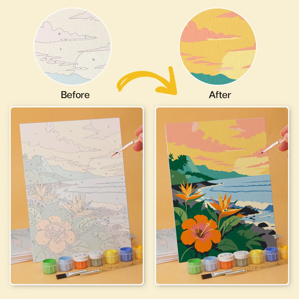 Tropical Paradise Collection mini paint by numbers kit design photo