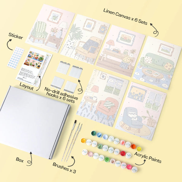 Cozy Corners Collection mini paint by numbers kit design photo