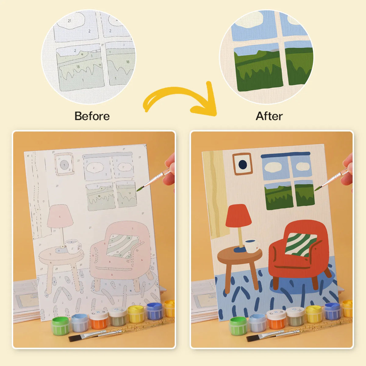 Cozy Corners Collection mini paint by numbers kit design photo