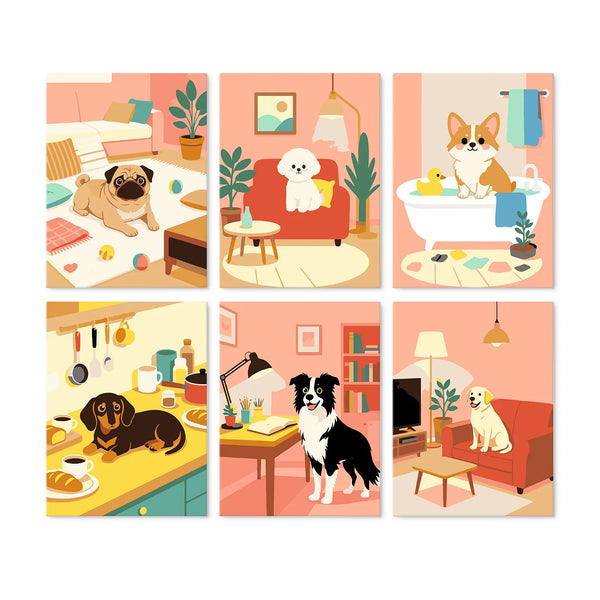 Dogs at Home Collection mini paint by numbers set cover