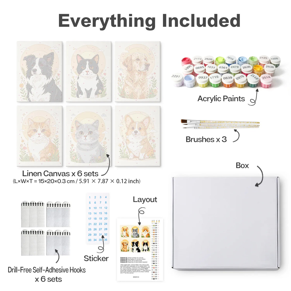 Floral Pet Portraits Collection mini paint by numbers kit design photo
