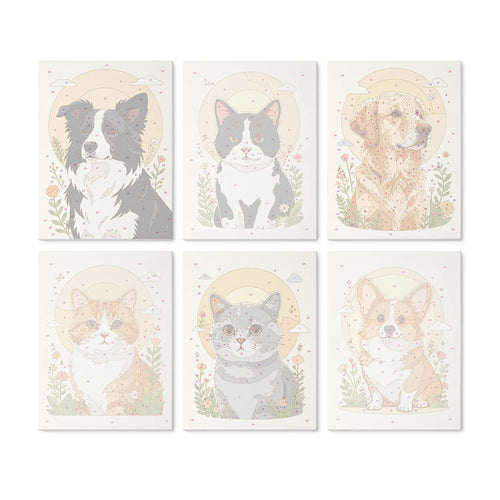 Floral Pet Portraits Collection mini paint by numbers kit design photo