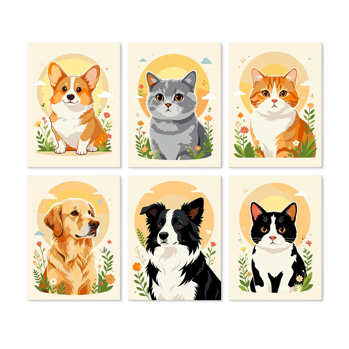 Floral Pet Portraits Collection mini paint by numbers set cover