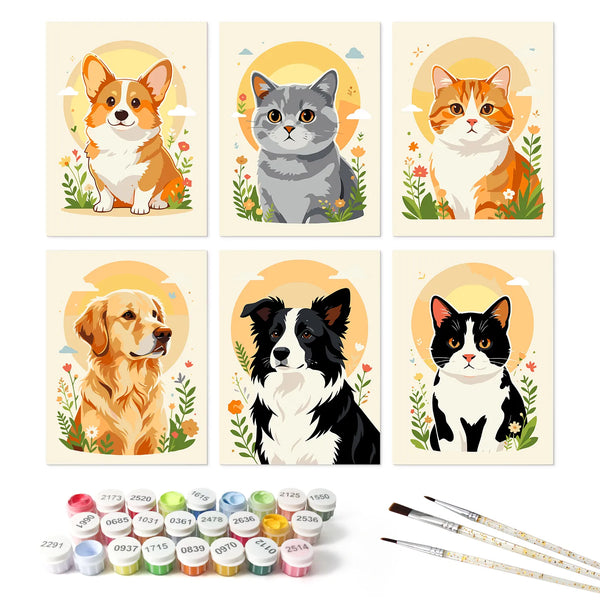 Floral Pet Portraits Collection mini paint by numbers kit design photo