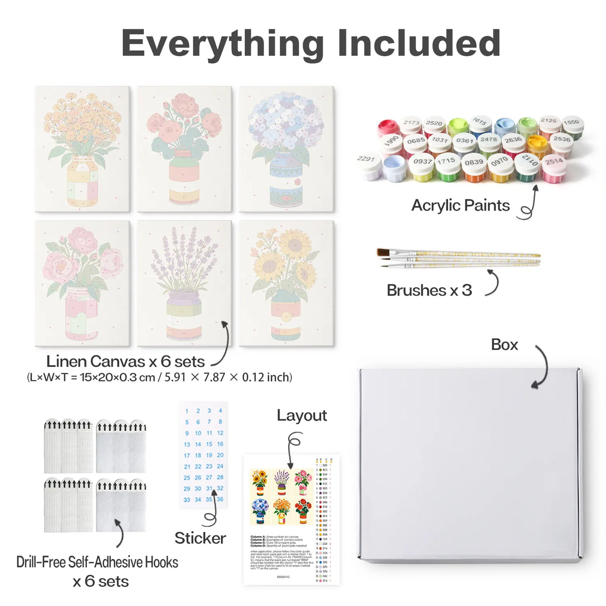Flowers in Jars Collection mini paint by numbers kit design photo