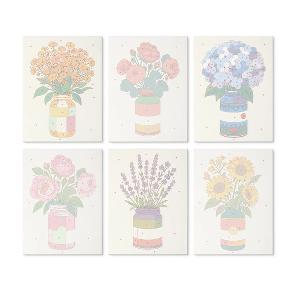 Flowers in Jars Collection mini paint by numbers kit design photo
