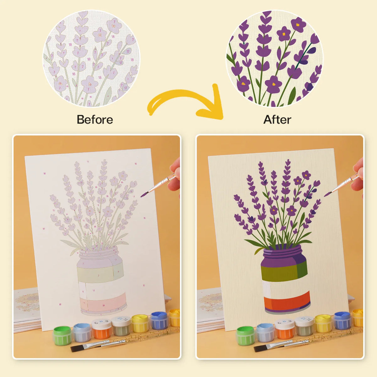 Flowers in Jars Collection mini paint by numbers kit design photo