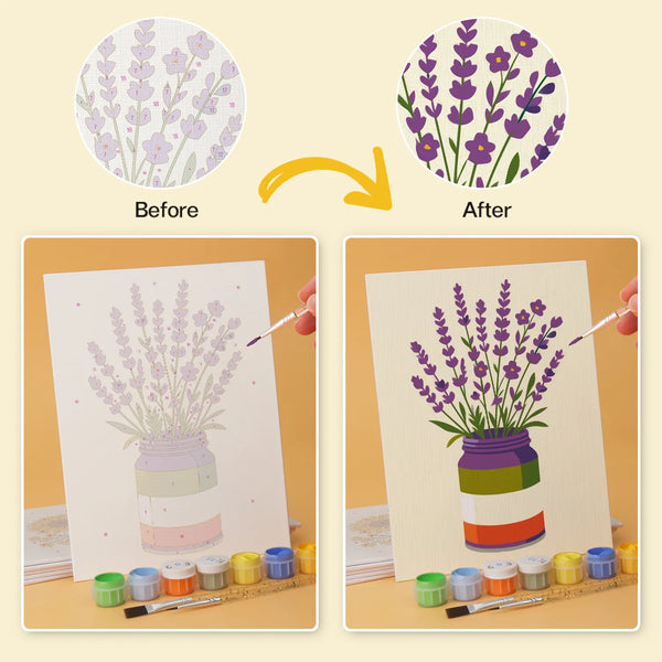 Flowers in Jars Collection mini paint by numbers kit design photo