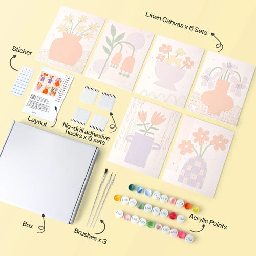 Modern Blooms Collection mini paint by numbers kit design photo