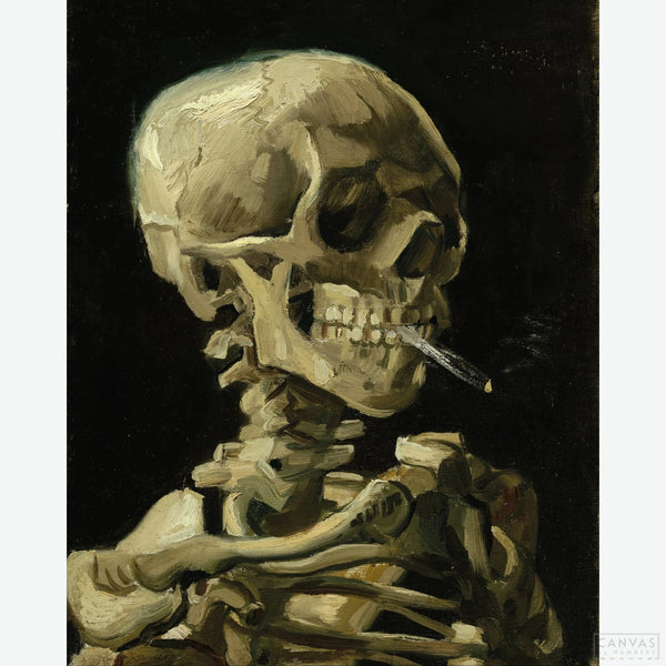 Van Gogh’s Skeleton Smoking - Diamond Painting Kit-Van Gogh's unique Skull of a Skeleton with Burning Cigarette is a diamond painting kit ideal for art enthusiasts seeking a different side of the master.-Canvas by Numbers