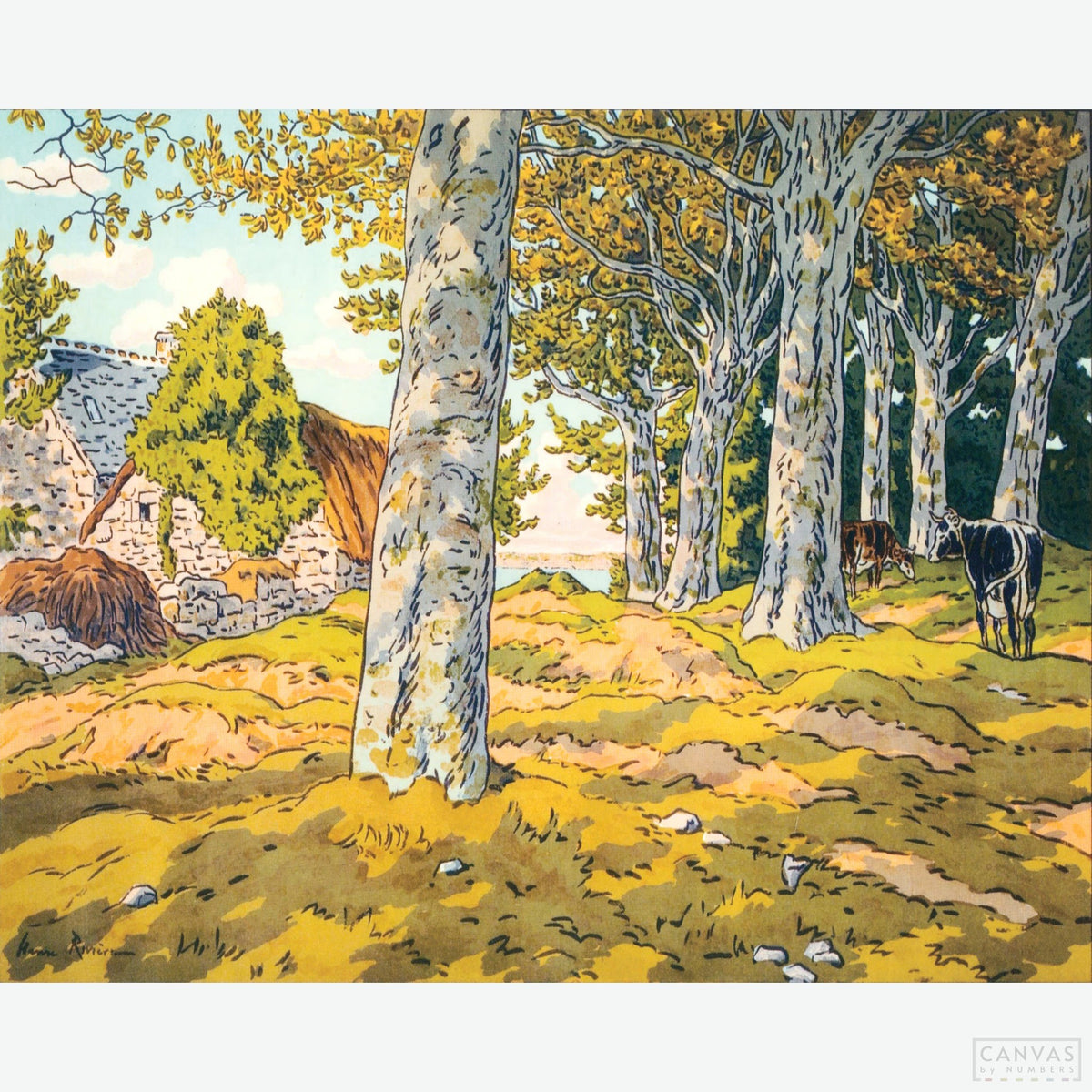 The Beech Woods at Kerzardem - Diamond Painting-Discover the beauty of nature with "The Beech Woods at Kerzardem" forest diamond painting kit. Create a sparkling rendition of Henri Rivière's forest scene.-Canvas by Numbers