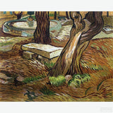 The Stone Bench at Saint-Remy - Diamond Painting-Experience Van Gogh’s artistic intensity with 