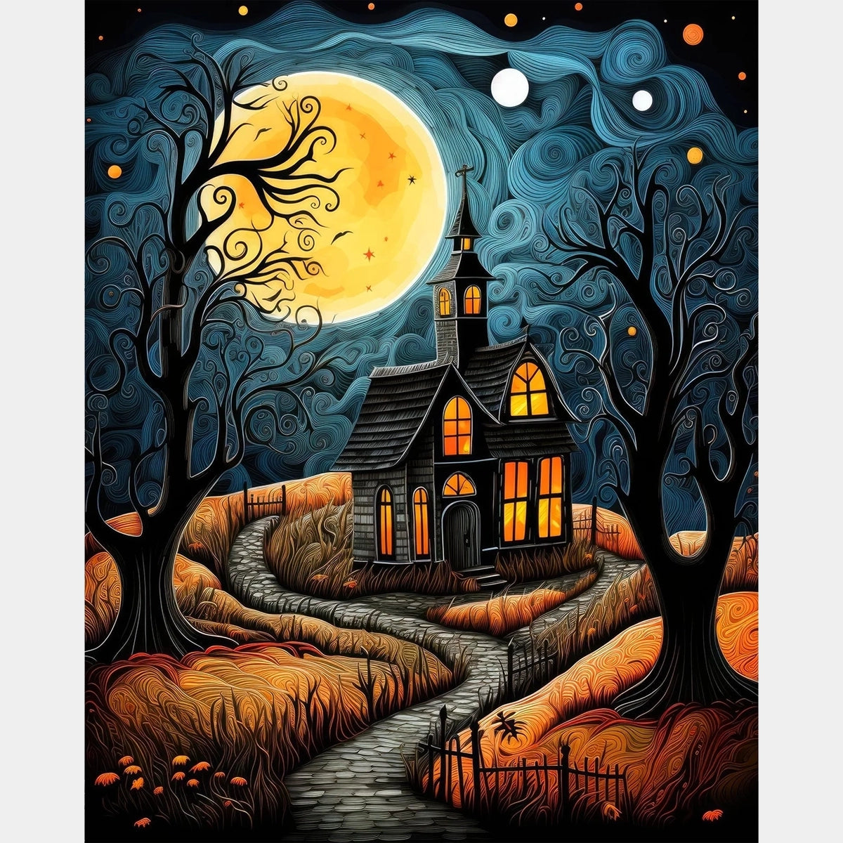 La Casa Stregata - Halloween Diamond Painting - Dimensione Standard