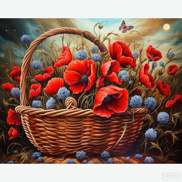 Radiant Poppies - Diamond Painting-Create a stunning poppy scene with the "Radiant Poppies" Diamond Painting Kit. Capture vivid colors and delicate petals in sparkling detail.-Canvas by Numbers