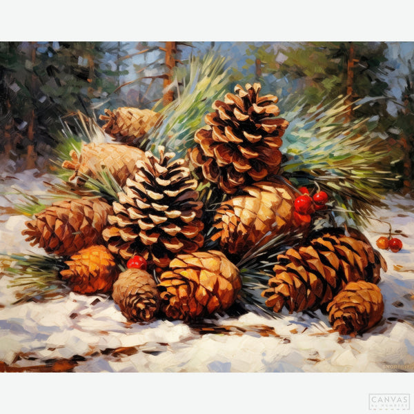 Christmas Pine Fruits - Diamond Painting-Create a sparkling winter wonder with our 'Christmas Pine Fruits' diamond painting. A tranquil and beautiful craft to adorn your home this festive season.-Canvas by Numbers