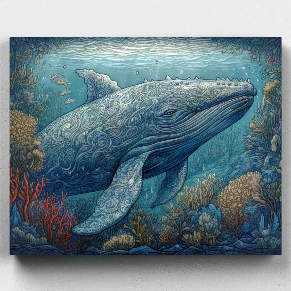 Humpback Whale - Paint by Numbers-Explore the art of whale painting with our paint by number kit. Dive into the world of underwater elegance and create a stunning paint by numbers masterpiece.-Canvas by Numbers
