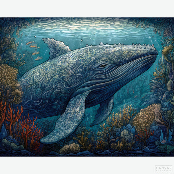Humpback Whale - Diamond Painting-Create a stunning whale diamond painting with our Humpback Whale Kit. Capture the beauty and grace of the majestic humpback whale under the sea.-Canvas by Numbers