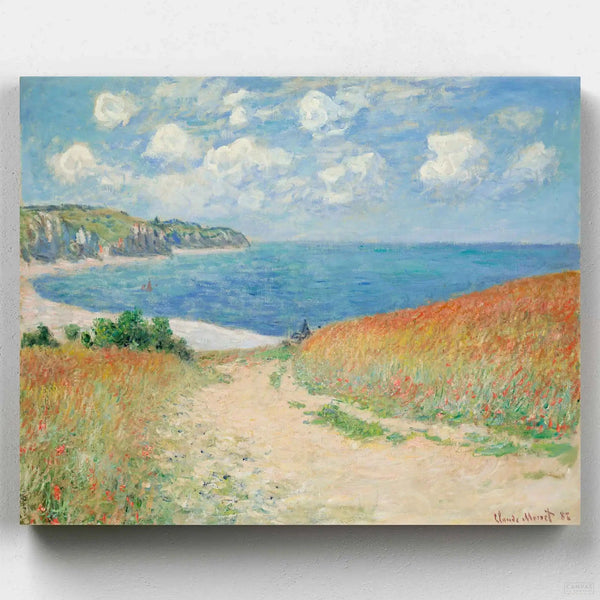 Path in the Wheat Fields at Pourville - Paint by Numbers Kit-Recreate Monet's serene masterpiece, 'Path in the Wheat Fields at Pourville,' with our paint by numbers kit. Bring artistry to life with Canvas by Numbers.-Canvas by Numbers